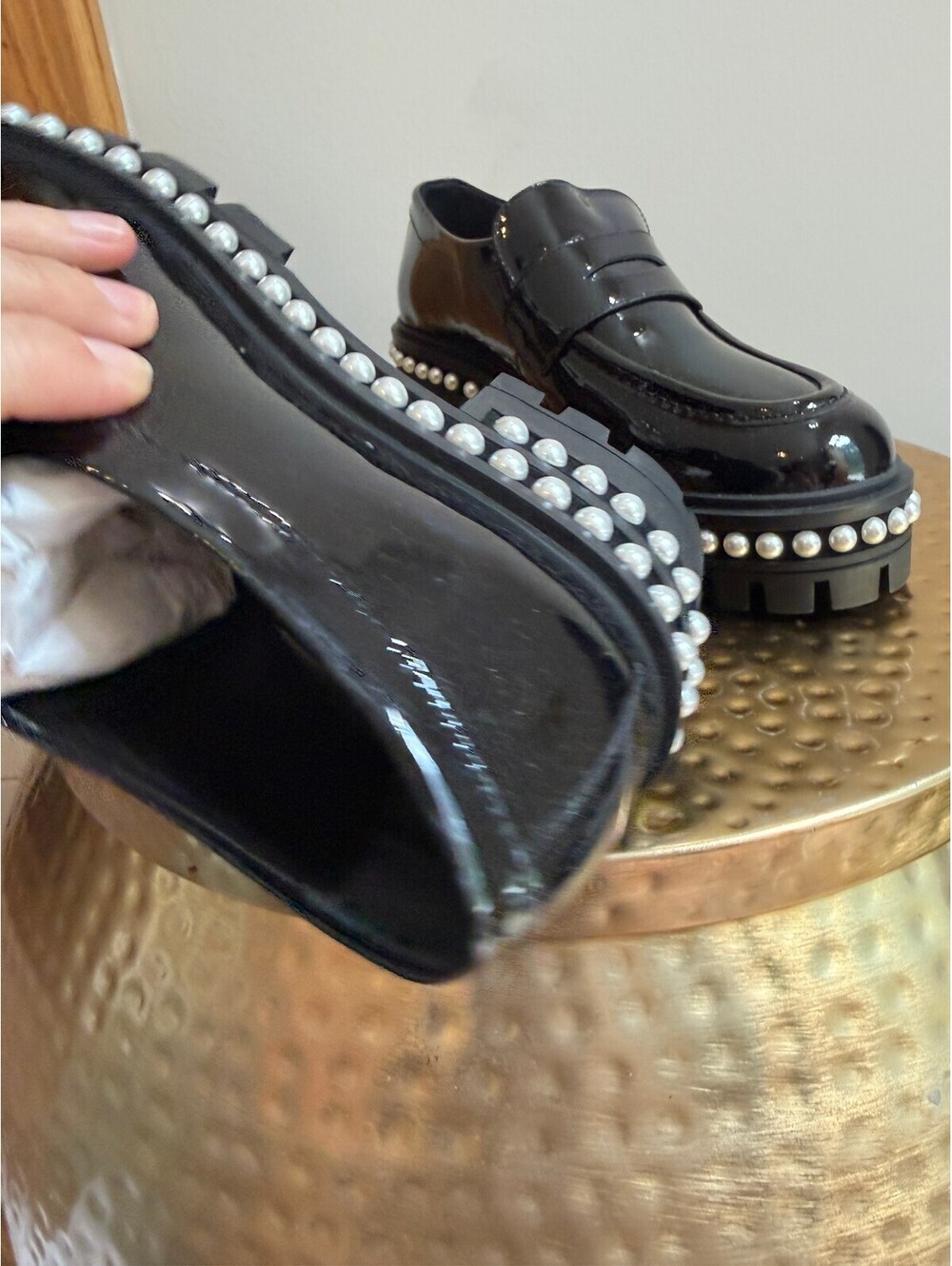 Soho Patent Pearly Penny Loafers Size 8 Black Patent Leather Chunky Loafers - Picture 12 of 15